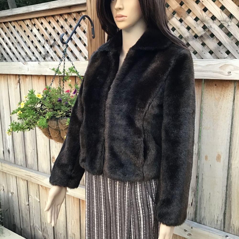 FAUX MINK DARK BROWN BEAUTIFUL ANN TAYLOR - Picture 14 of 15